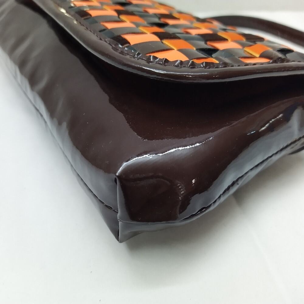 Kate Spade New York Orange Brown Patent Leather Chain Strap Hobo Shoulder Bag - Picture 14 of 16